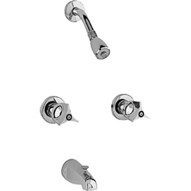Click here to see Chicago Faucet 449-950CP Chicago Faucets 449-950CP Concealed Two Handle Shower Valve with Shower Head and Diverter Tub Spout