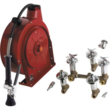 Click here to see Chicago Faucet 536-537WCNF Chicago Faucets 536-537WCNF Hose Reel Assembly with Cover and Fitting