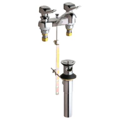 Click here to see Chicago Faucet 797-V336ABCP Chicago Faucets 797-V336ABCP Hot and Cold Water Metering Sink Faucet with Pop-up Waste