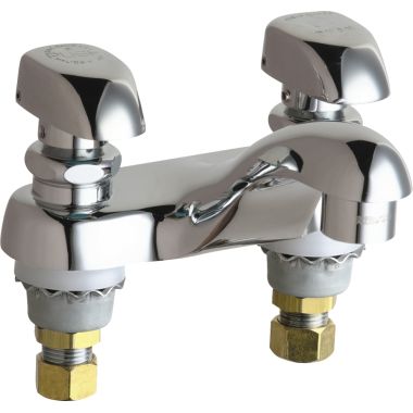 Click here to see Chicago Faucet 802-V335ABCP Chicago Faucets 802-V335ABCP Hot and Cold Water Metering Sink Faucet