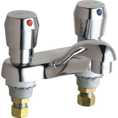 Click here to see Chicago Faucet 802-V665ABCP Chicago Faucets 802-V665ABCP Hot and Cold Water Metering Sink Faucet