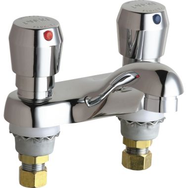 Click here to see Chicago Faucet 802-VE2805-665ABCP Chicago Faucets 802-VE2805-665ABCP Hot and Cold Water Metering Sink Faucet