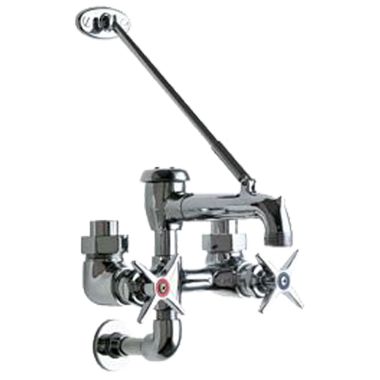 Click here to see Chicago Faucet 835-XKCP Chicago Faucets 835-XKCP Exposed Hot and Cold Water Service Sink Faucet with Supplies from Above