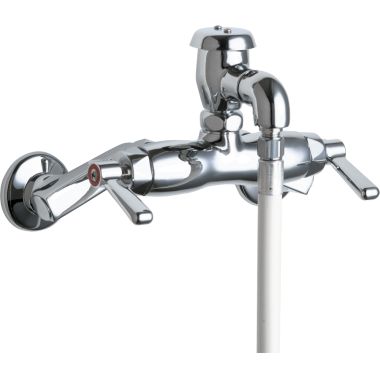 Click here to see Chicago Faucet 956-RCP Chicago Faucets 956-RCP Hot and Cold Sink Faucet with Vinyl Hose