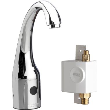 Click here to see Chicago Faucet 116.957.AB.1 Chicago Faucets 116.957.AB.1 HyTronic Curve Sink Faucet with Dual Beam Infrared Sensor