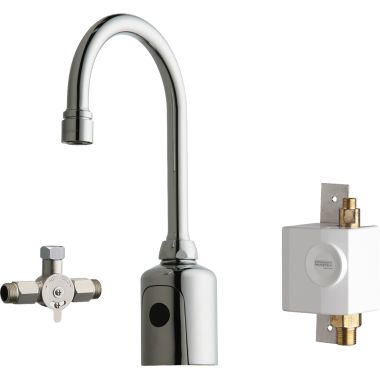 Click here to see Chicago Faucet 116.963.AB.1 Chicago Faucets 116.963.AB.1 HyTronic Gooseneck Sink Faucet with Dual Beam Infrared Sensor