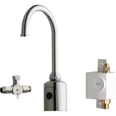 Click here to see Chicago Faucet 116.965.AB.1 Chicago Faucets 116.965.AB.1 HyTronic Gooseneck Sink Faucet with Dual Beam Infrared Sensor