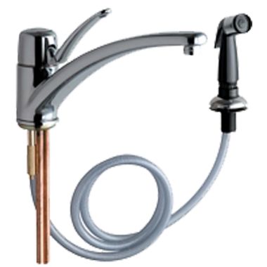 Click here to see Chicago Faucet 2301-ABCP Chicago Faucets 2301-ABCP Single Lever Hot and Cold Water Mixing Sink Faucet with Side Spray