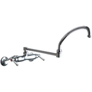 Click here to see Chicago Faucet 445-DJ21ABCP Chicago Faucets Hot and Cold Faucet w/ Double-Jointed Swing Spout, Chrome - 445-DJ21ABCP