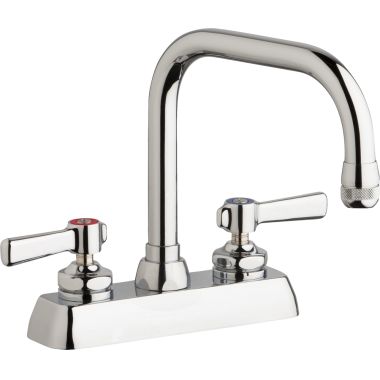 Click here to see Chicago Faucet W4D-DB6AE1-369ABCP Chicago Faucets W4D-DB6AE1-369ABCP Hot and Cold Water Workboard Sink Faucet