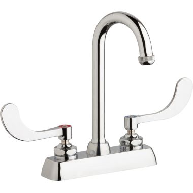Click here to see Chicago Faucet W4D-GN1AE1-317ABCP Chicago Faucets W4D-GN1AE1-317ABCP Hot and Cold Water Workboard Sink Faucet