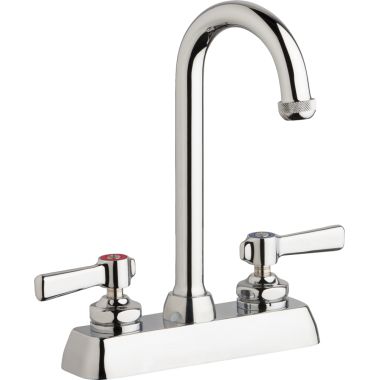 Click here to see Chicago Faucet W4D-GN1AE1-369ABCP Chicago Faucets W4D-GN1AE1-369ABCP Hot and Cold Water Workboard Sink Faucet