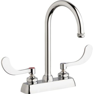 Click here to see Chicago Faucet W4D-GN2AE1-317ABCP Chicago Faucets W4D-GN2AE1-317ABCP Hot and Cold Water Workboard Sink Faucet