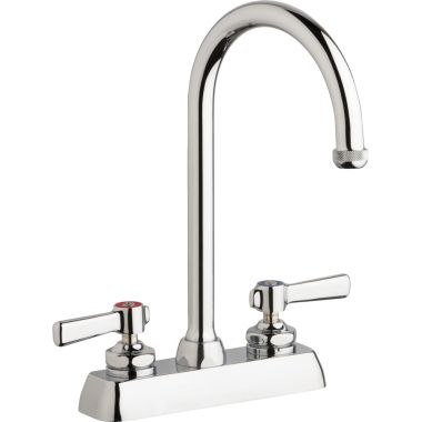 Click here to see Chicago Faucet W4D-GN2AE1-369ABCP Chicago Faucets W4D-GN2AE1-369ABCP Hot and Cold Water Workboard Sink Faucet
