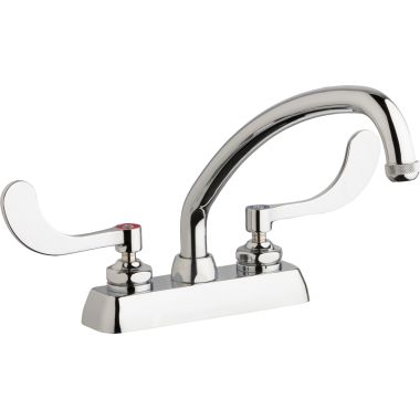 Click here to see Chicago Faucet W4D-L9E1-317ABCP Chicago Faucets W4D-L9E1-317ABCP Hot and Cold Water Workboard Sink Faucet