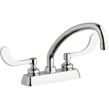Click here to see Chicago Faucet W4D-L9E35-317ABCP Chicago Faucets W4D-L9E35-317ABCP Hot and Cold Water Workboard Sink Faucet
