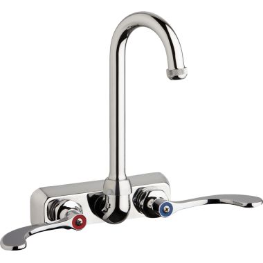 Click here to see Chicago Faucet W4W-GN1AE1-317ABCP Chicago Faucets W4W-GN1AE1-317ABCP Hot and Cold Water Workboard Sink Faucet