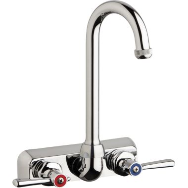 Click here to see Chicago Faucet W4W-GN1AE1-369ABCP Chicago Faucets W4W-GN1AE1-369ABCP Hot and Cold Water Workboard Sink Faucet
