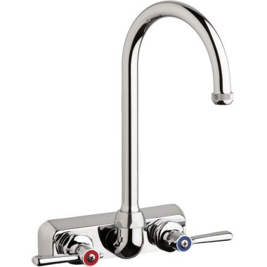Click here to see Chicago Faucet W4W-GN2AE1-369ABCP Chicago Faucets W4W-GN2AE1-369ABCP Hot and Cold Water Workboard Sink Faucet