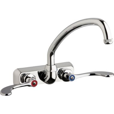 Click here to see Chicago Faucet W4W-L9E1-317ABCP Chicago Faucets W4W-L9E1-317ABCP Hot and Cold Water Workboard Sink Faucet