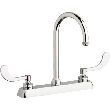 Click here to see Chicago Faucet W8D-GN2AE1-317ABCP Chicago Faucets W8D-GN2AE1-317ABCP Hot and Cold Water Workboard Sink Faucet
