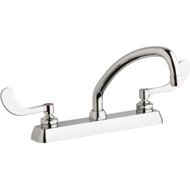 Click here to see Chicago Faucet W8D-L9E35-317ABCP Chicago Faucets W8D-L9E35-317ABCP Hot and Cold Water Workboard Sink Faucet