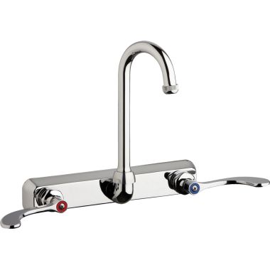 Click here to see Chicago Faucet W8W-GN1AE1-317ABCP Chicago Faucets W8W-GN1AE1-317ABCP Hot and Cold Water Workboard Sink Faucet