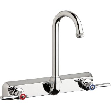 Click here to see Chicago Faucet W8W-GN1AE1-369ABCP Chicago Faucets W8W-GN1AE1-369ABCP Hot and Cold Water Workboard Sink Faucet