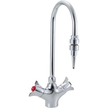 Click here to see Delta W6760-9-R7 Delta W6760-9-R7 Teck Deckmount 2-Arm Lab Handles Single Shank Mixing Faucet w/ 9