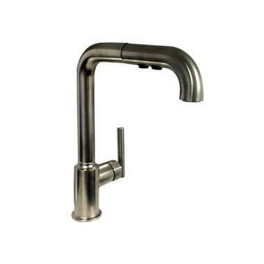 Click here to see Kohler 7505-VS  Kohler Purist Single-Handle Pull-Out Kitchen Faucet, 3-Function, Vibrant Stainless - K-7505-VS