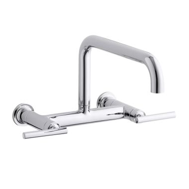 Click here to see Kohler 7549-4-CP Kohler K-7549-4-CP Purist Two-Hole Wall-Mount Bridge Kitchen Faucet w/ 13-7/8