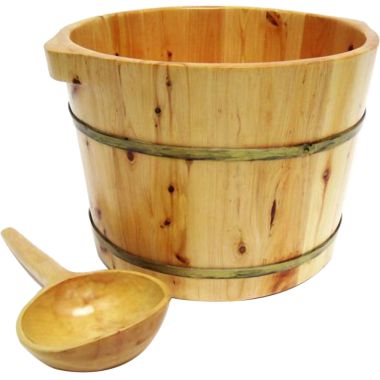 Click here to see Alfi AB6604 ALFI Round Wooden Foot Soaking Tub, Natural Wood - AB6604