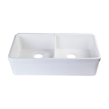 Click here to see Alfi AB5123-W ALFI AB5123-W Double Bowl Fireclay Farm-Style Kitchen Sink, White