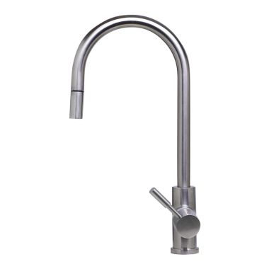 Click here to see Alfi AB2028-BSS ALFI AB2028-BSS Single-Hole Pull-Down Kitchen Faucet, Brushed Stainless Steel