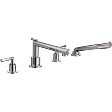 Click here to see Moen TS93004 Moen Arris Two-Handle Roman Tub Faucet Trim with 1.75 GPM Single-Function Hand Shower, Lever Handles, M-PACT, Chrome - TS93004