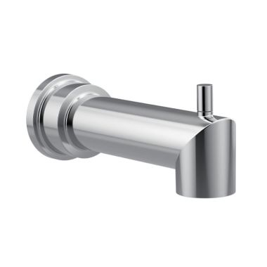 Click here to see Moen 165914 Moen Arris 7-1/8-inch Wall-Mount Polished Chrome Tub Spout with Pull-Up Diverter, 1/2-inch Connection Size, Slip Fit - 165914BL