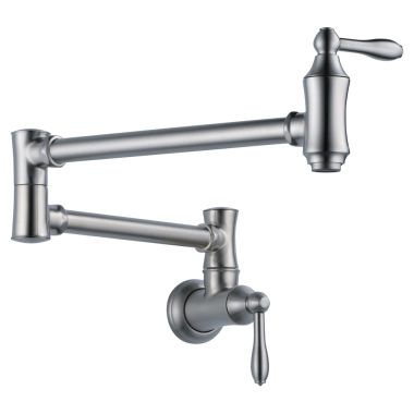 Click here to see Delta 1177LF-AR Delta Traditional Wall-Mount Pot Filler Faucet, Arctic Stainless - 1177LF-AR