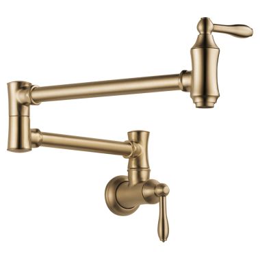 Click here to see Delta 1177LF-CZ Delta Traditional Wall-Mount Pot Filler Faucet, Champagne Bronze - 1177LF-CZ