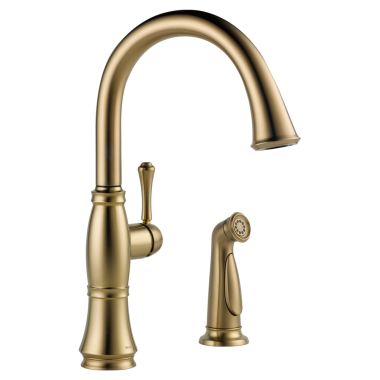 Click here to see Delta 4297-CZ-DST Delta Cassidy Single Handle Kitchen Faucet w/ Side Spray, Champagne Bronze - 4297-CZ-DST