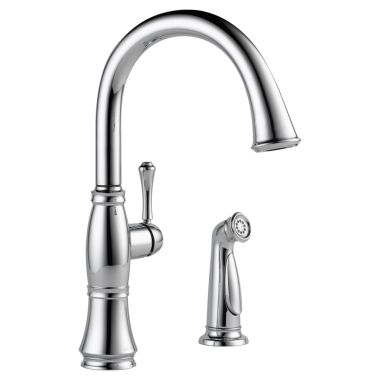 Click here to see Delta 4297-DST Delta Cassidy Single-Handle Deck-Mount Chrome Kitchen Faucet with Side Spray, 1.8 GPM, Lever Handle, Diamond Seal Technology, Ceramic Cartridge - 4297-DST