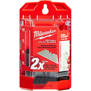 Click here to see Milwaukee 48-22-1953 Milwaukee 48-22-1953 50 PC Drywall Utility Knife Blades w/ Dispenser