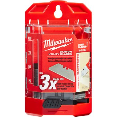 Click here to see Milwaukee 48-22-1954 Milwaukee 48-22-1954 50 PC Carton Utility Knife Blades w/ Dispenser