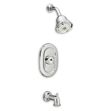 Click here to see American Standard T440.508.002 American Standard Quentin 2.0 GPM Chrome Tub and Shower Trim Kit with FloWise Showerhead, Pressure Balance Valve Cartridge, Metal Lever Handle - T440.508.002