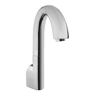 Click here to see Toto TEL5LGW10#CP TOTO Gooseneck EcoPower Wall-Mount 0.5 GPM Lavatory Faucet, Touchless, Thermal Mixing, 10-Second Discharge, Polished Chrome - TEL5LGW10#CP