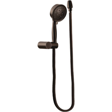 Click here to see Moen 3636EPORB Moen 4-3/8in Four-Function Wall-Mount Hand Shower with Bracket and 69in Hose, Round, Eco-Performance, 2 GPM, WaterSense, Oil Rubbed Bronze - 3636EPORB