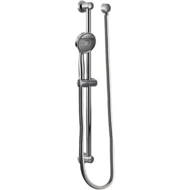 Click here to see Moen 3668EP Moen 4-1/4in Single-Function Hand Shower with 24in Slide Bar, Round, Eco-Performance, 1.75 GPM, WaterSense, 59in Hose, Chrome - 3668EP