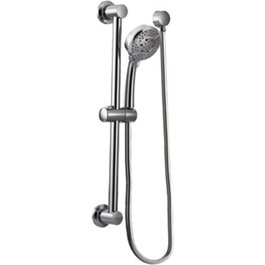 Click here to see Moen 3669EP Moen 4in Four-Function Handheld Shower with 30in Slide Bar, Round, Eco-Performance, 1.75 GPM, WaterSense-Certified, Chrome - 3669EP