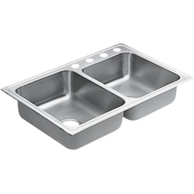 Click here to see Moen G182334 Moen G182334 1800 Series Stainless Steel 18 Gauge Double Bowl Drop In Sink