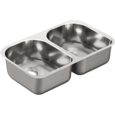 Click here to see Moen G18256 Moen G18256 1800 Series Stainless Steel 18 Gauge Double Bowl Sink