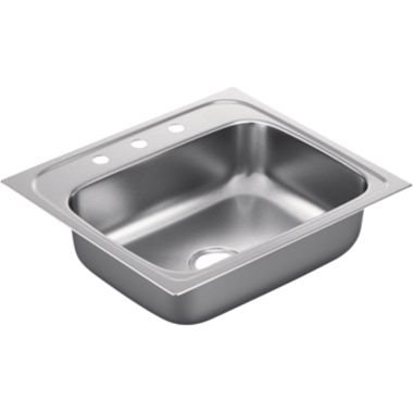 Click here to see Moen G221963 Moen G221963 2200 Series Stainless Steel 22 Gauge Single Bowl Drop In Sink